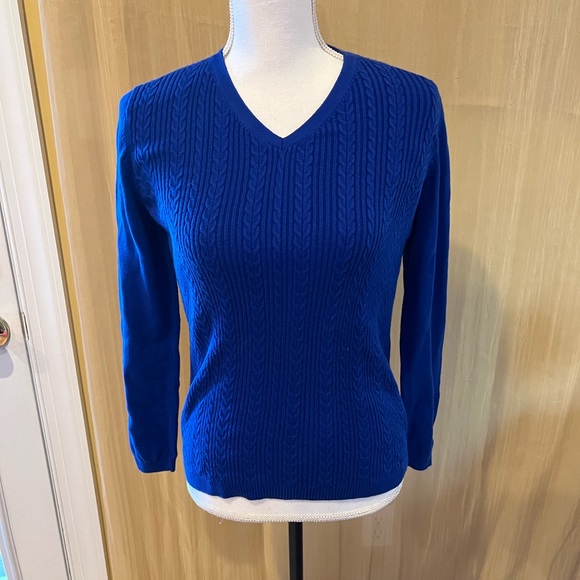 *Small Brilliant Royal Blue Fitted Crew Neck Sweater Talbot - Picture 13 of 14
